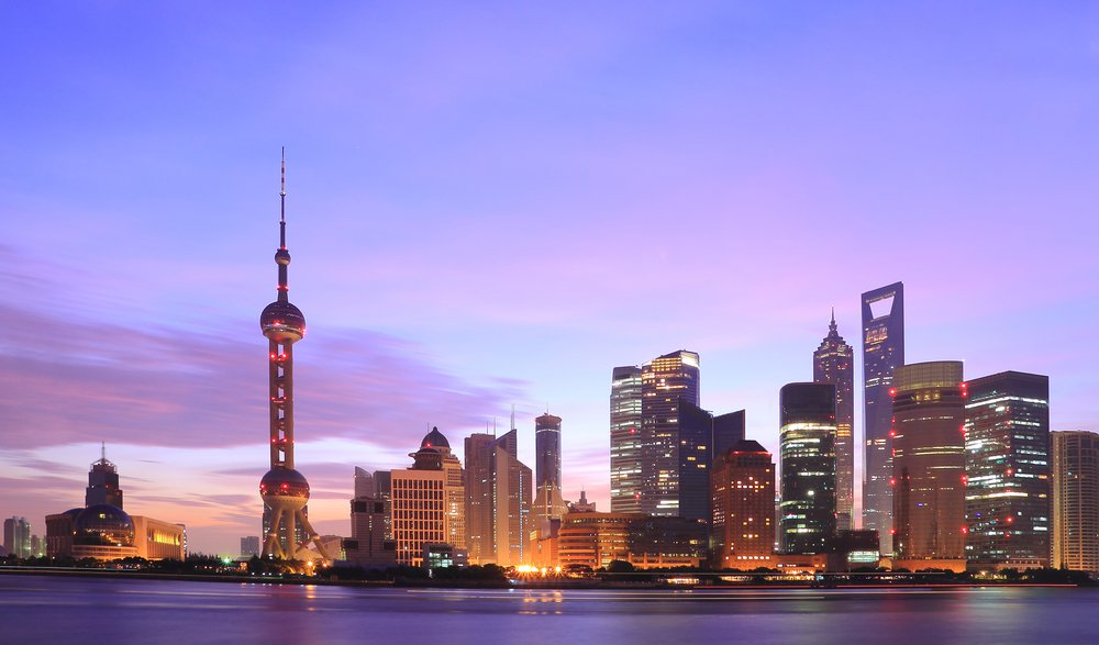 Dawn scenery of Shanghai financial district,China 